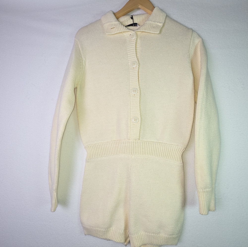 Zara Cream Knit Jumpsuit